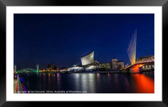 Salford Quays, Lowry, Imperial War Museum Panorama Framed Mounted Print by Ian Haworth