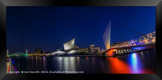 Salford Quays, Lowry, Imperial War Museum Panorama Framed Print by Ian Haworth
