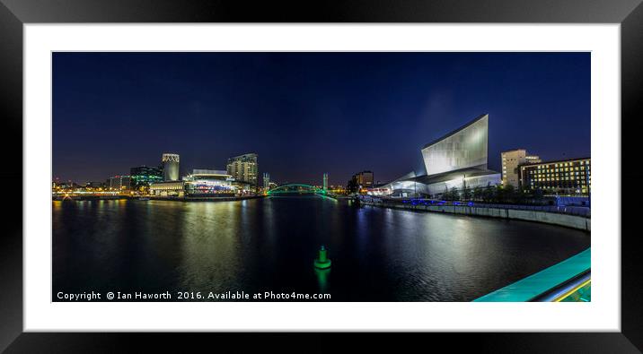 Salford Quays, Lowry, Imperial War Museum Panorama Framed Mounted Print by Ian Haworth