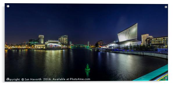 Salford Quays, Lowry, Imperial War Museum Panorama Acrylic by Ian Haworth