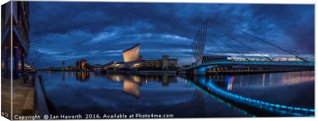 Salford Quays, Lowry, Imperial War Museum Panorama Canvas Print by Ian Haworth