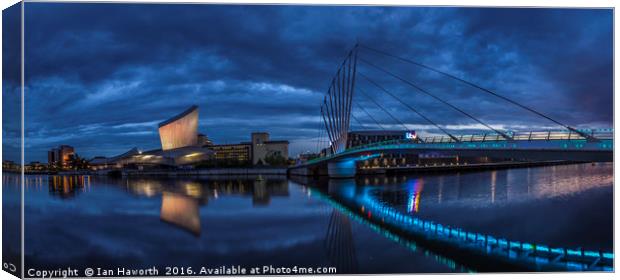 Salford Quays, Lowry, Imperial War Museum Panorama Canvas Print by Ian Haworth