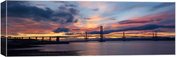 Majestic Sunset on the Forth Bridges Canvas Print by Tommy Dickson