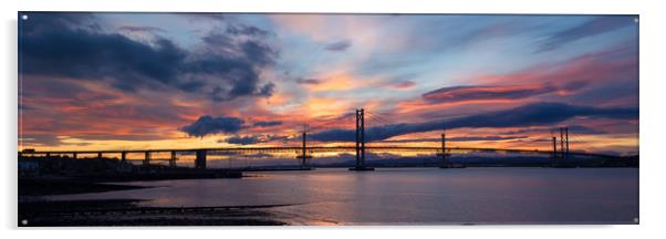 Majestic Sunset on the Forth Bridges Acrylic by Tommy Dickson