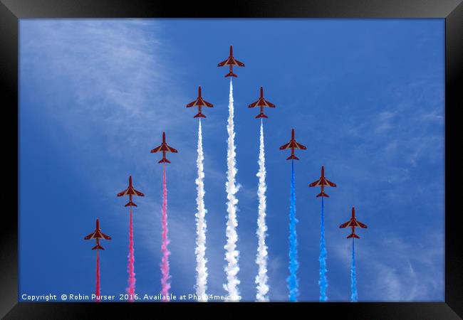The Red Arrows Framed Print by Robin Purser