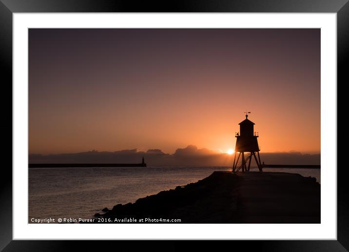 Sunrise over the Groyne, South Shields Framed Mounted Print by Robin Purser