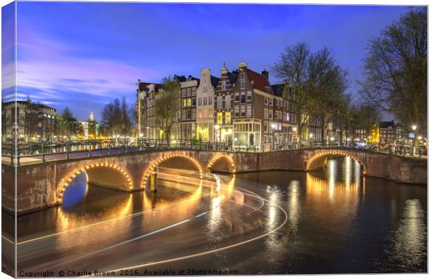 Sunset and night time at Amsterdam Canvas Print by Ankor Light