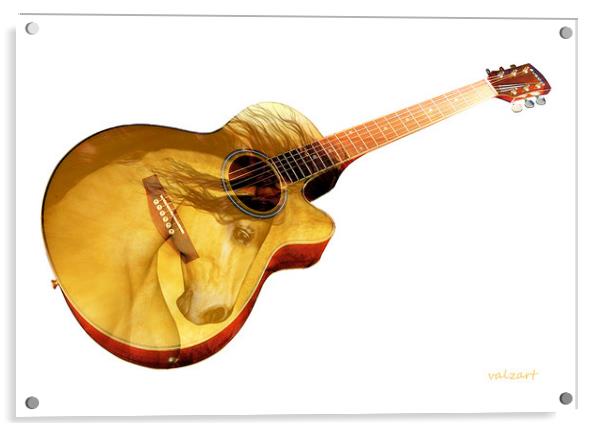 The guitar is a lady Acrylic by Valerie Anne Kelly