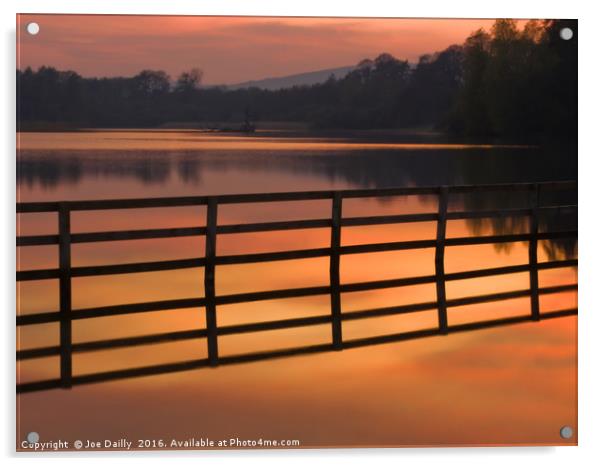 Sunset over Balgavies Loch Forfar Acrylic by Joe Dailly