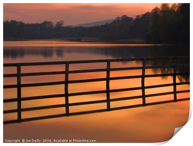 Sunset over Balgavies Loch Forfar Print by Joe Dailly