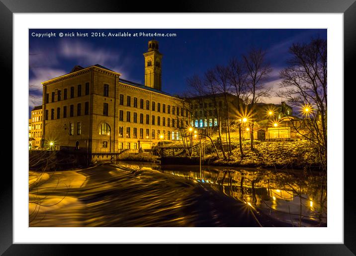 Salts Mill at Night Framed Mounted Print by nick hirst