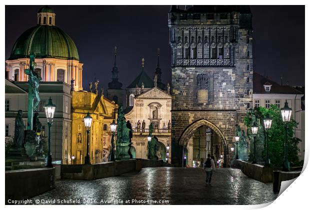 Prague Old Town Bridge Tower Print by David Schofield