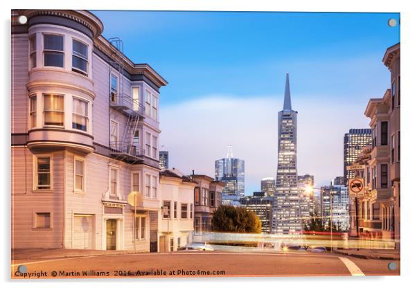 San Francisco Skyline Viewed Along Montgomery Stre Acrylic by Martin Williams