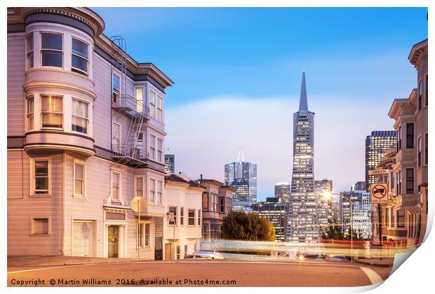 San Francisco Skyline Viewed Along Montgomery Stre Print by Martin Williams