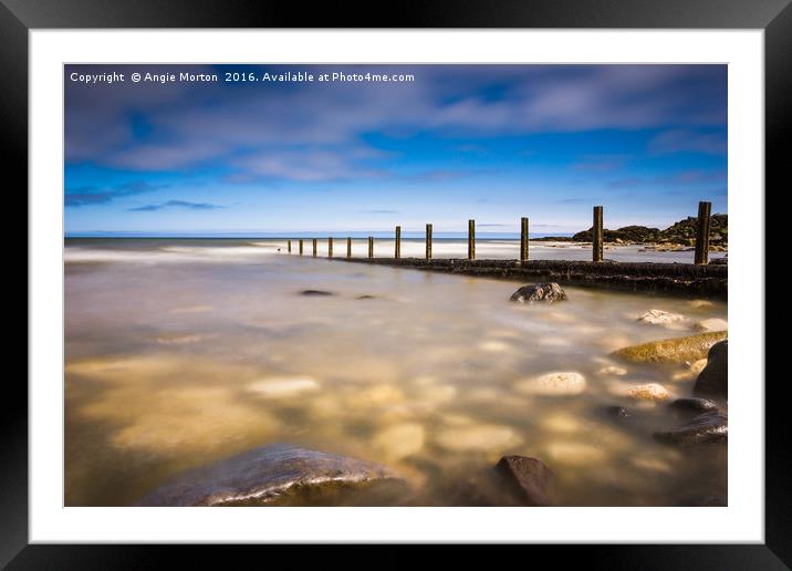 Seaham Beach in Clear Water Framed Mounted Print by Angie Morton