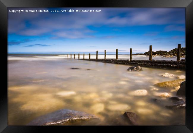 Seaham Beach in Clear Water Framed Print by Angie Morton