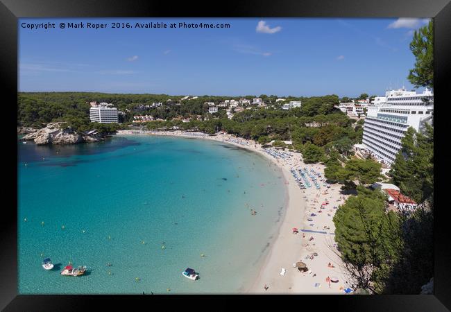 Cala Galdana bay and beach, Menorca, Spain Framed Print by Mark Roper