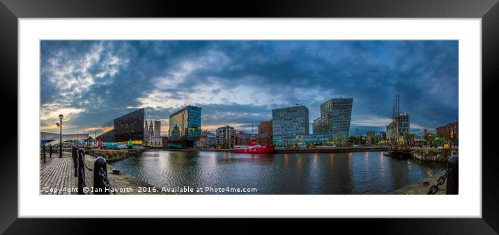 Liverpool, Canning Dock, Clouds, Reflections Framed Mounted Print by Ian Haworth