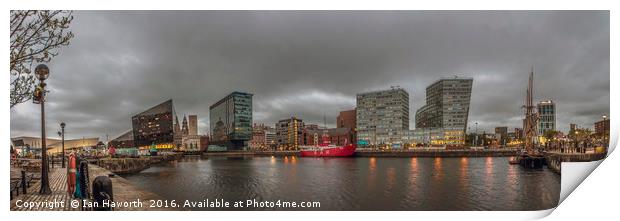 Liverpool, Canning Dock, Clouds, Reflections Print by Ian Haworth
