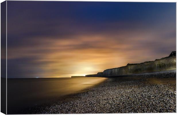 Seven Sisters at Night from Birling Gap , Sussex Canvas Print by Nick Rowland