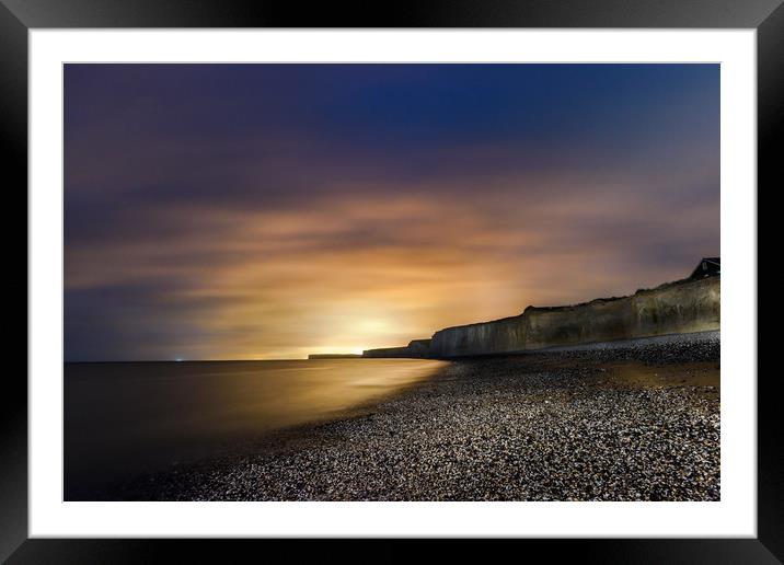 Seven Sisters at Night from Birling Gap , Sussex Framed Mounted Print by Nick Rowland
