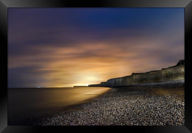Seven Sisters at Night from Birling Gap , Sussex Framed Print by Nick Rowland