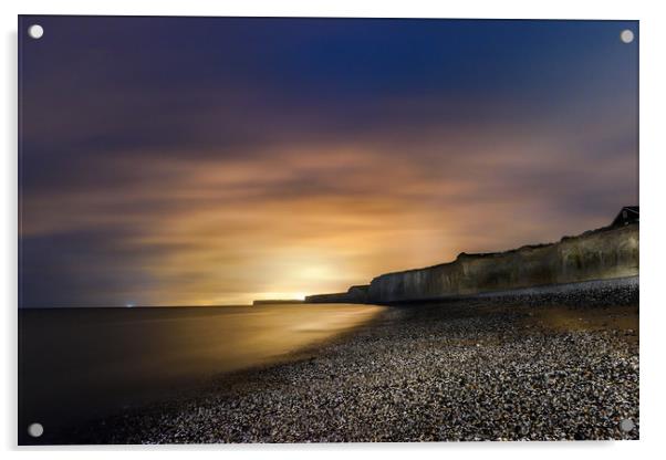 Seven Sisters at Night from Birling Gap , Sussex Acrylic by Nick Rowland