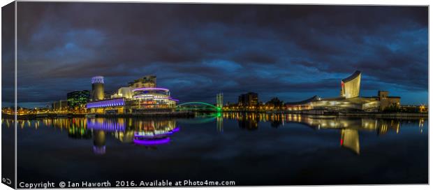 Salford Quays, Imperial War Museum, Quays Theatre Canvas Print by Ian Haworth