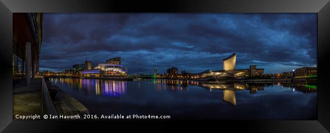 Salford Quays, Imperial War Museum, Quays Theatre Framed Print by Ian Haworth