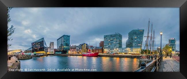Liverpool, Canning Dock, Clouds, Reflections Framed Print by Ian Haworth