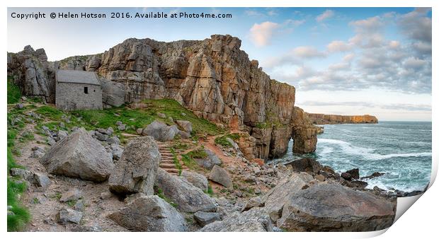 St Govan's Chapel on the Pebrokeshire Coast Print by Helen Hotson