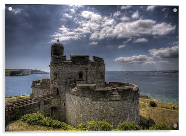 St Mawes Castle Cornwall Acrylic by Mike Gorton