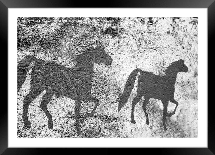 Wall Painted Horse Framed Mounted Print by Nabaraj Regmi