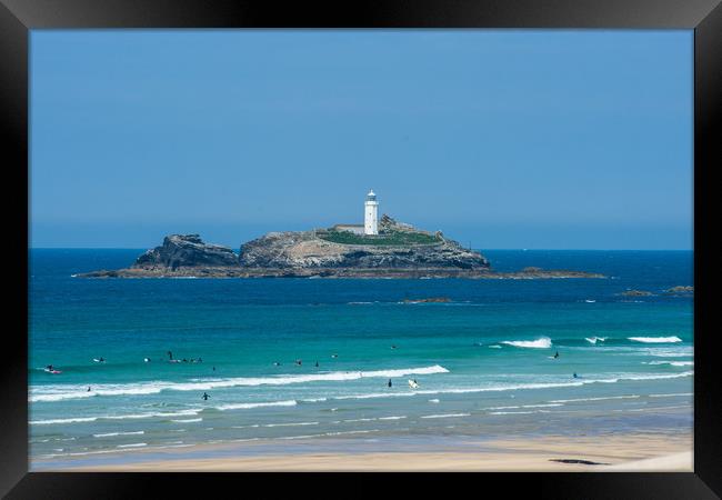 Godrevy Lighthouse Cornwall Framed Print by David Wilkins