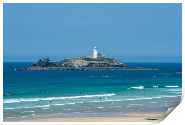 Godrevy Lighthouse Cornwall Print by David Wilkins