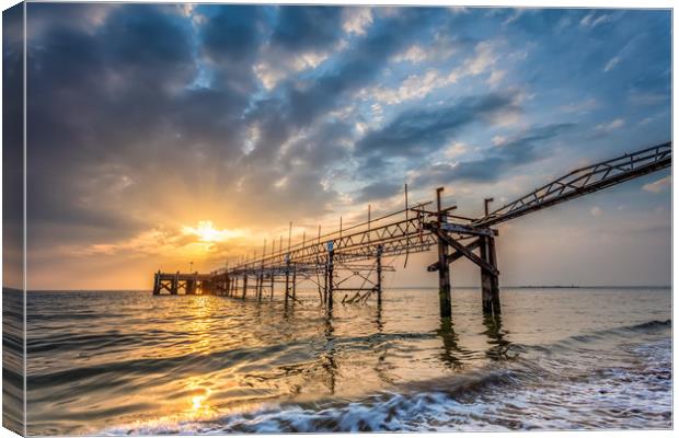 Totland Pier Sunset 3 Canvas Print by Wight Landscapes