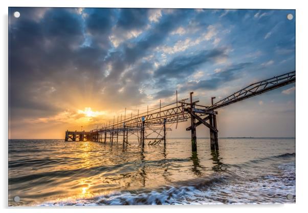 Totland Pier Sunset 3 Acrylic by Wight Landscapes