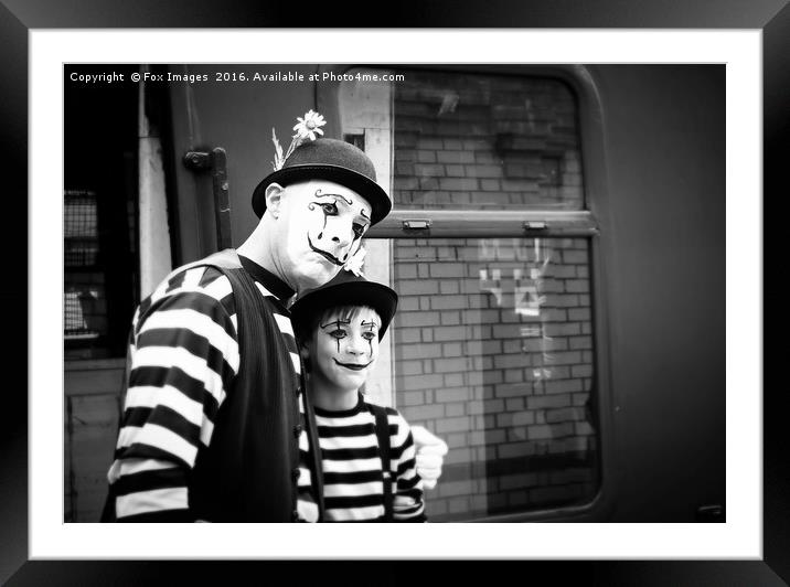 Father And Son Mime Act Framed Mounted Print by Derrick Fox Lomax