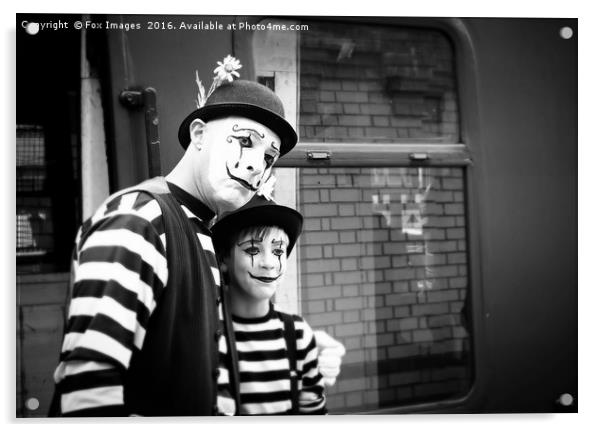 Father And Son Mime Act Acrylic by Derrick Fox Lomax