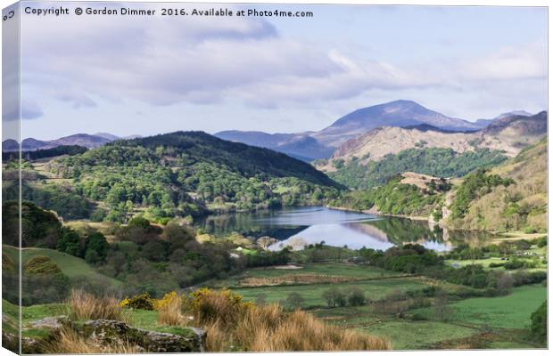 Snowdonia National Park With a Lake and Mountains Canvas Print by Gordon Dimmer