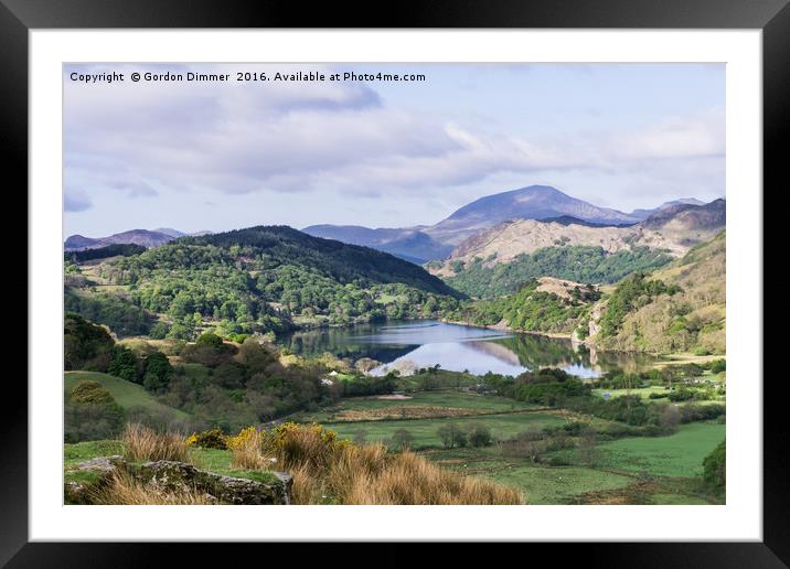 Snowdonia National Park With a Lake and Mountains Framed Mounted Print by Gordon Dimmer