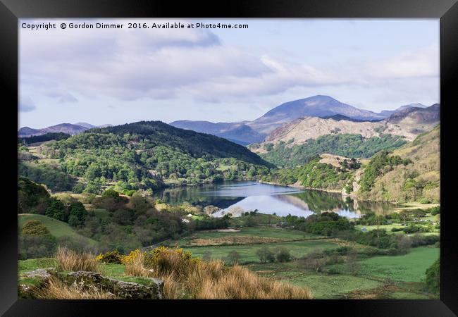 Snowdonia National Park With a Lake and Mountains Framed Print by Gordon Dimmer