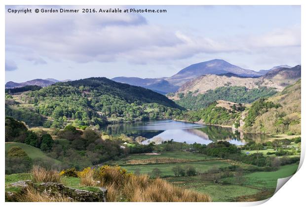 Snowdonia National Park With a Lake and Mountains Print by Gordon Dimmer