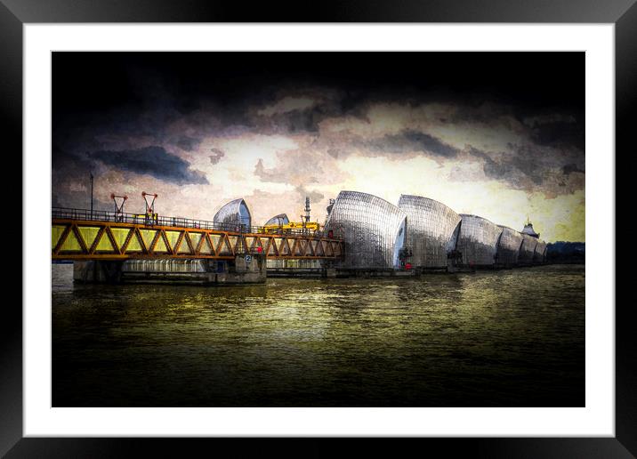 The Thames Barrier London Art Framed Mounted Print by David Pyatt