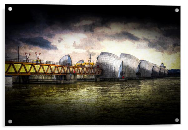 The Thames Barrier London Art Acrylic by David Pyatt