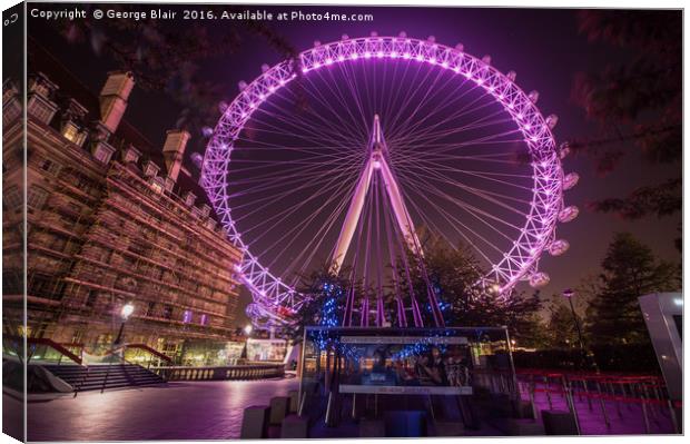 London Eye Pink for Charity Canvas Print by George Blair