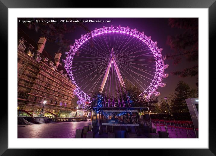 London Eye Pink for Charity Framed Mounted Print by George Blair