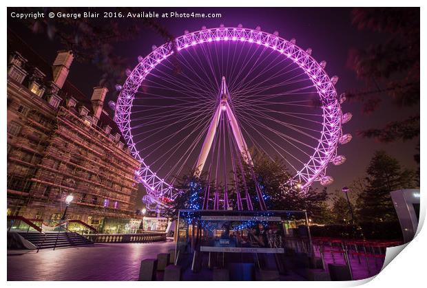 London Eye Pink for Charity Print by George Blair