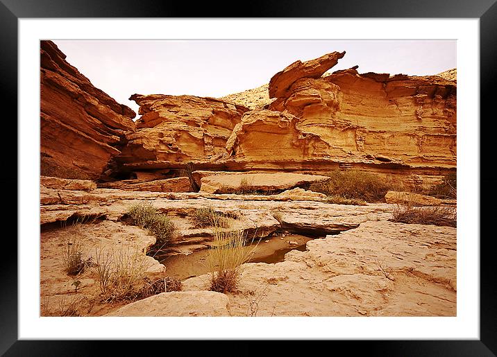 Wadi Rocks Framed Mounted Print by Simon Curtis