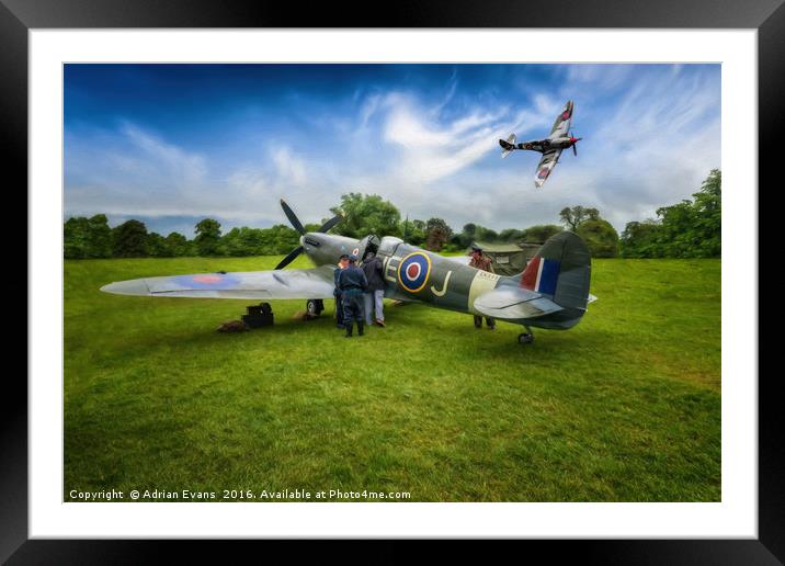 Spitfire Parade Framed Mounted Print by Adrian Evans